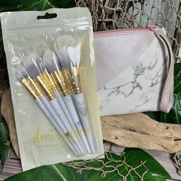 NEW SLMISSGLAM Marble Makeup Brushes & Bag Beauty Bundle Cosmetics Brush Lot Set - Picture 5 of 13